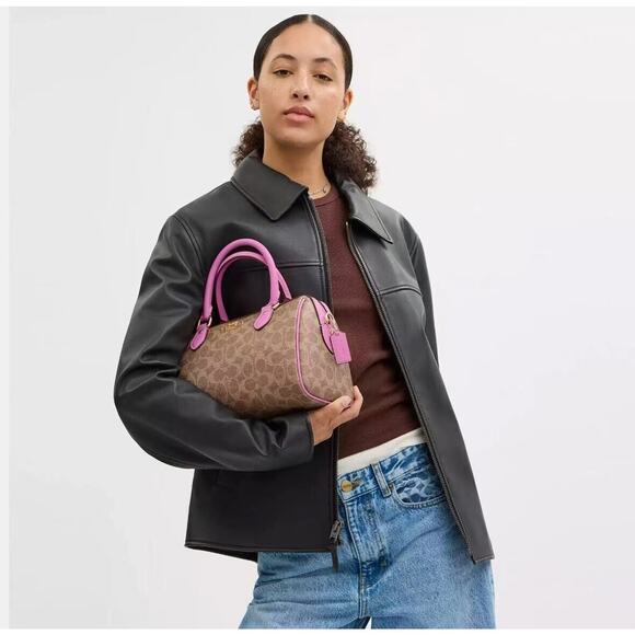 Coach Rowan Satchel Bag Crossbody In Signature Canvas CV961 NWT - Picture 7 of 12